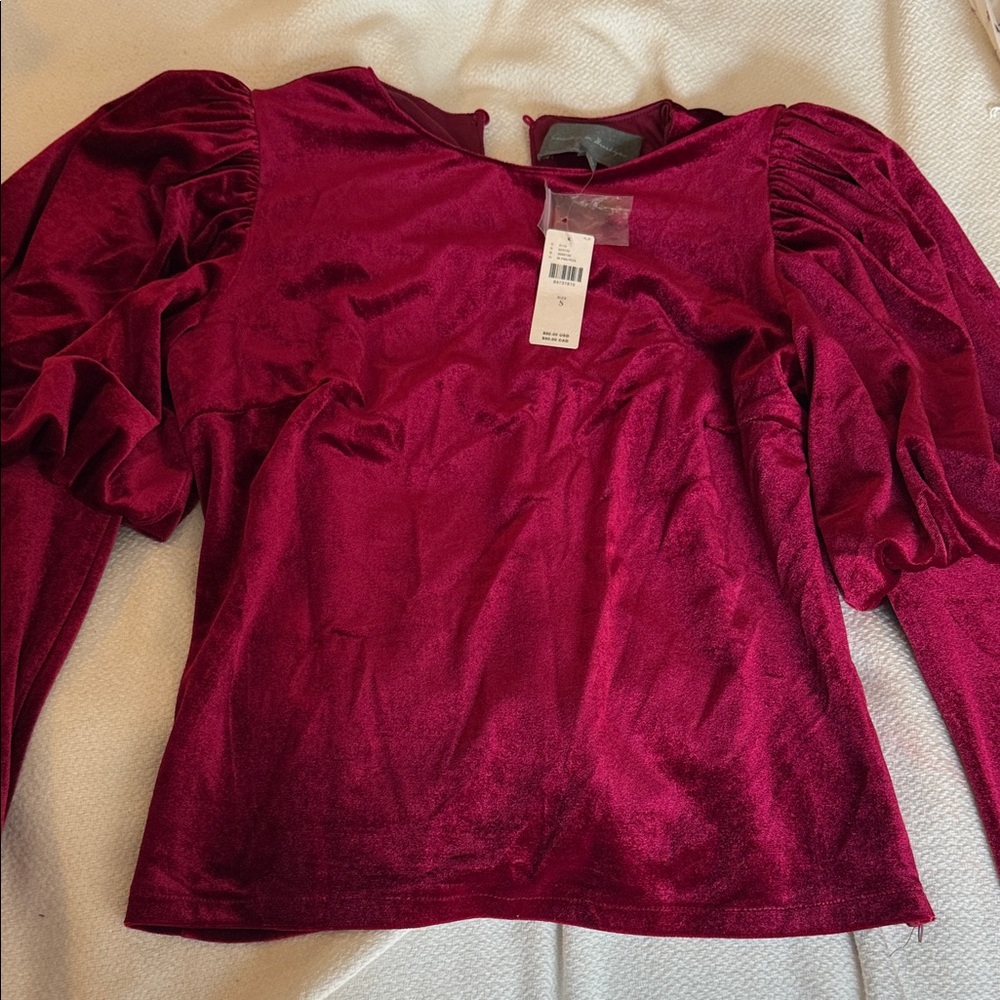 Sunday in Brooklyn Anthropologie Elegant Red Velvet Women's Top size S